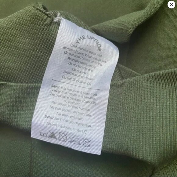 The Upside Form Seamless Midi Leggings Olive Green with Pink Stripe Size M - Picture 7 of 11